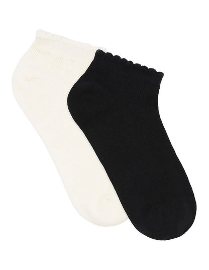 Organic Cotton Blend Low Cut Sock 2 Pack in Black and Buttercream