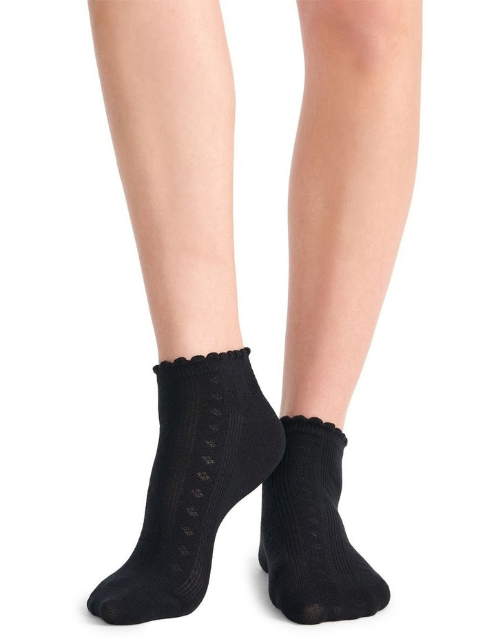 Organic Cotton Blend Low Cut Sock 2 Pack in Black and Buttercream