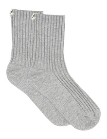 Organic Cotton Blend Wide Rib Crew in Grey Marle