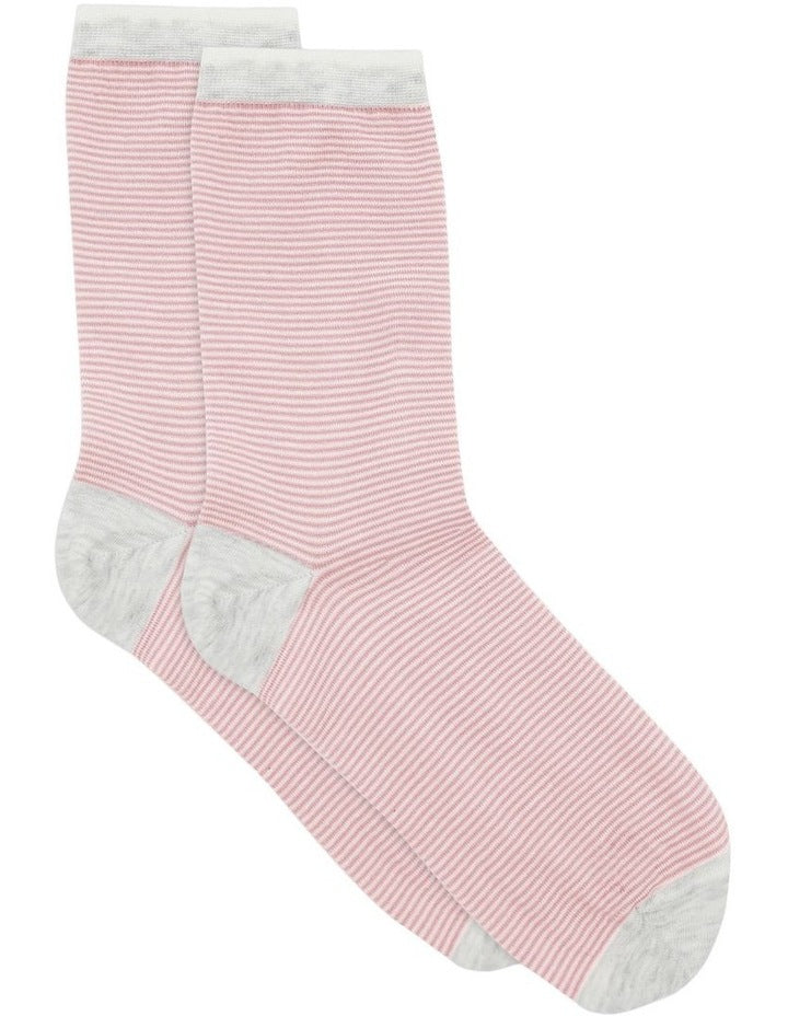 Lina Fine Stripe Crew Sock in Tulle