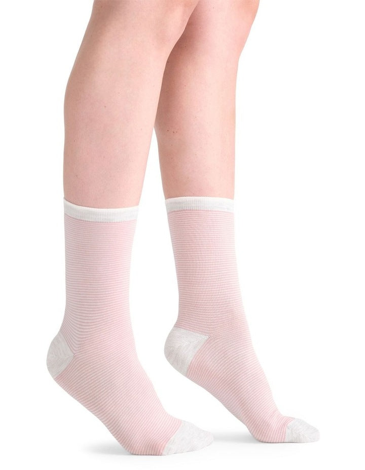Lina Fine Stripe Crew Sock in Tulle