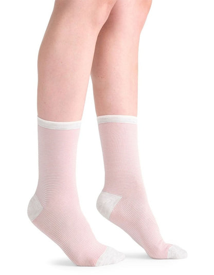 Lina Fine Stripe Crew Sock in Tulle