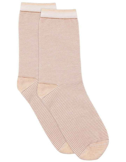 Lina Fine Stripe Crew Sock in Fawn