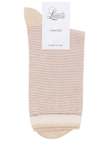 Lina Fine Stripe Crew Sock in Fawn