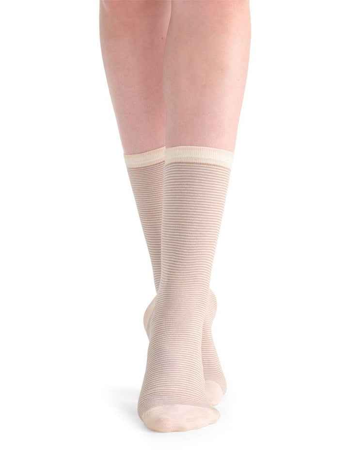 Lina Fine Stripe Crew Sock in Fawn