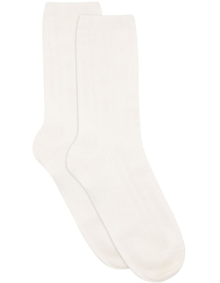 Levante Marta Decorative Rib Crew Sock in Bianco