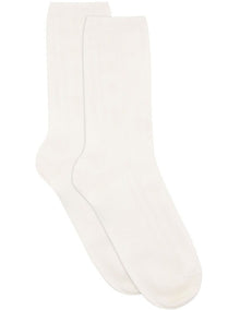 Levante Marta Decorative Rib Crew Sock in Bianco