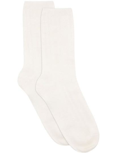 Levante Marta Decorative Rib Crew Sock in Bianco