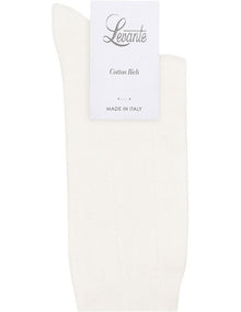 Levante Marta Decorative Rib Crew Sock in Bianco