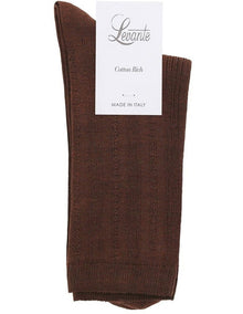 Levante Marta Decorative Rib Crew Sock in Truffle
