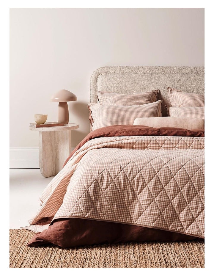 Mini Gingham Coverlet in Clay