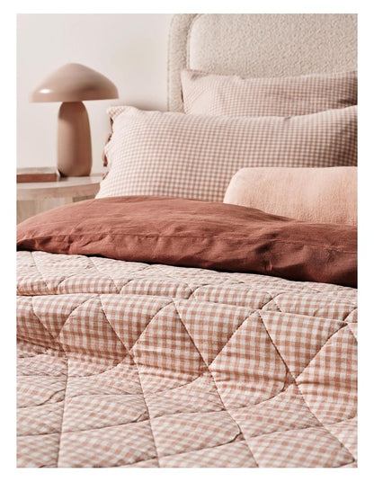 Mini Gingham Coverlet in Clay