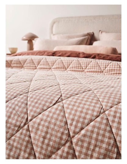 Mini Gingham Coverlet in Clay