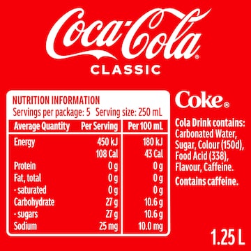 Coca-Cola Classic  Soft Drink Bottle 1.25L