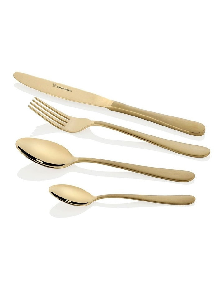 Albany Champagne Gold Dual Finish 18/0 16pc Cutlery Set