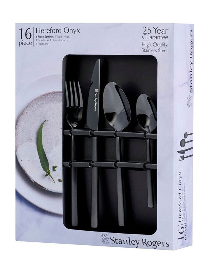 Hereford Black 18/0 16pc Cutlery set