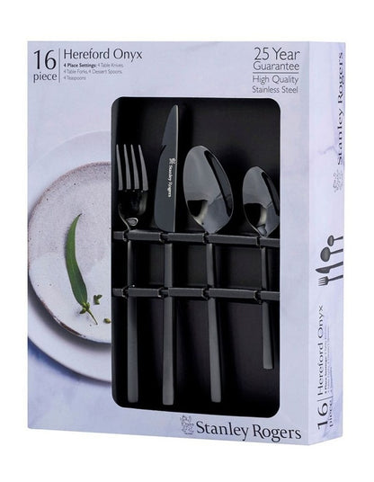 Hereford Black 18/0 16pc Cutlery set