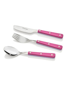 Dual Colour 18/0 Children's Cutlery 3 Piece Set Pink/Purple