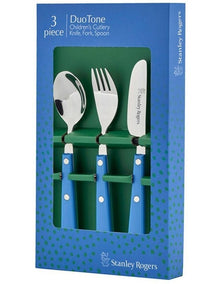 Dual Colour 18/0 Children's Cutlery 3 Piece Set Blue/Green