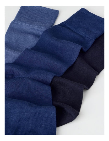Bamboo Socks 3 Pack in Navy, Smokey Blue, and Shadow Blue
