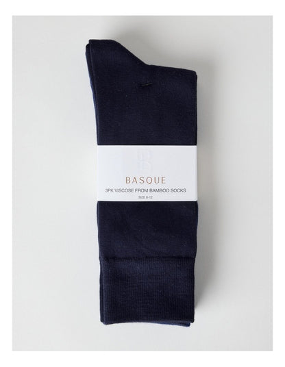 Bamboo Socks 3 Pack in Navy, Smokey Blue, and Shadow Blue