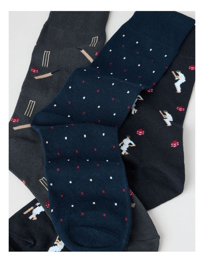 3 Pack Cricket Socks in Charcoal, Navy, and Black