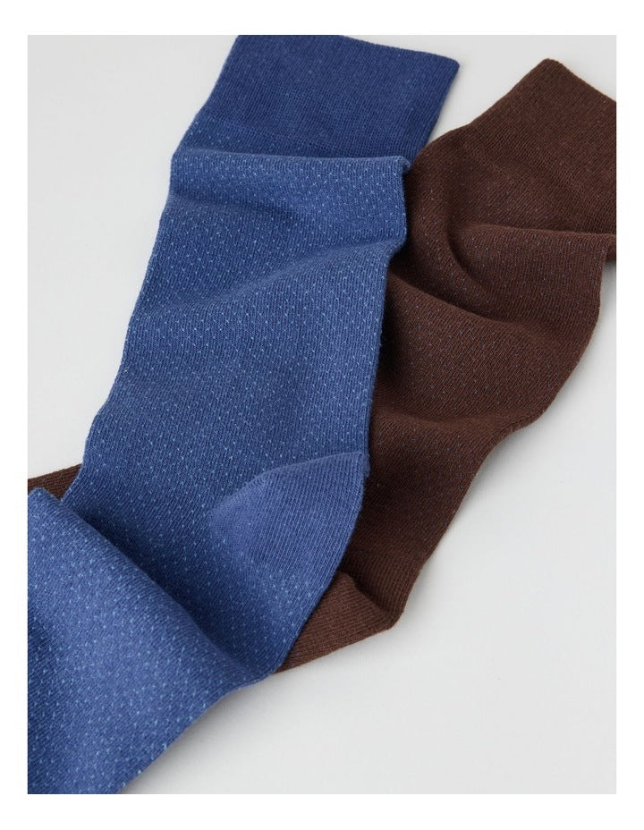 Pinspot Socks 2 Pack in Smokey Blue Seasalt and Brown