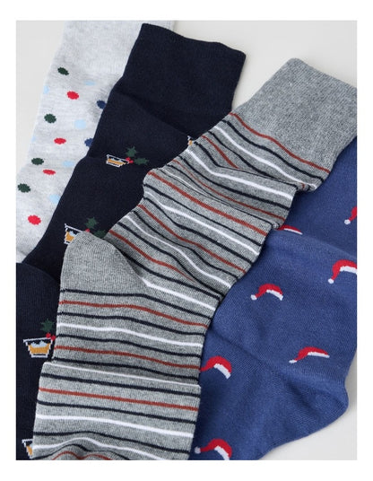 Santa Christmas Gift Socks 4 Pack in Multi
