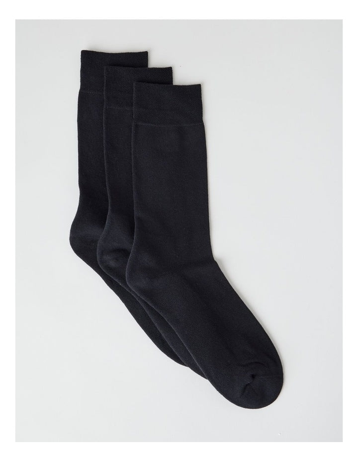 3 Pack Soft Top Comfort Cushion Socks in Black