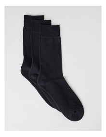 3 Pack Soft Top Comfort Cushion Socks in Black