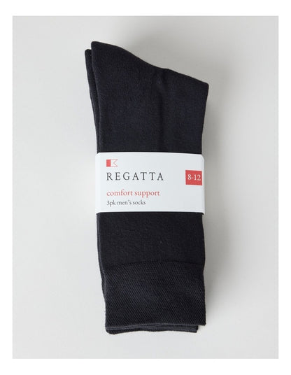 3 Pack Soft Top Comfort Cushion Socks in Black