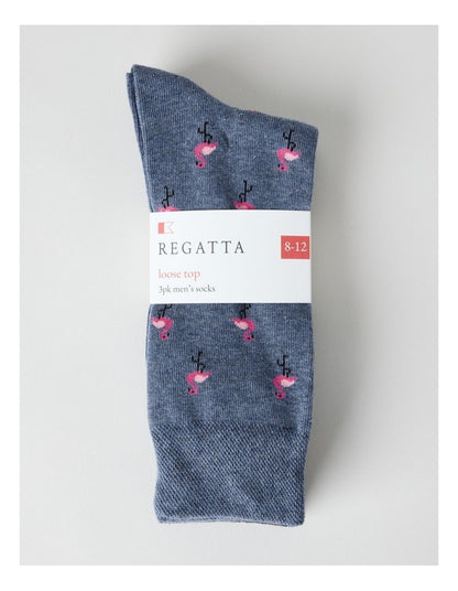 3 Pack Tropical Soft Top Socks in Flamingo, Cockatoo, and Argyle Print