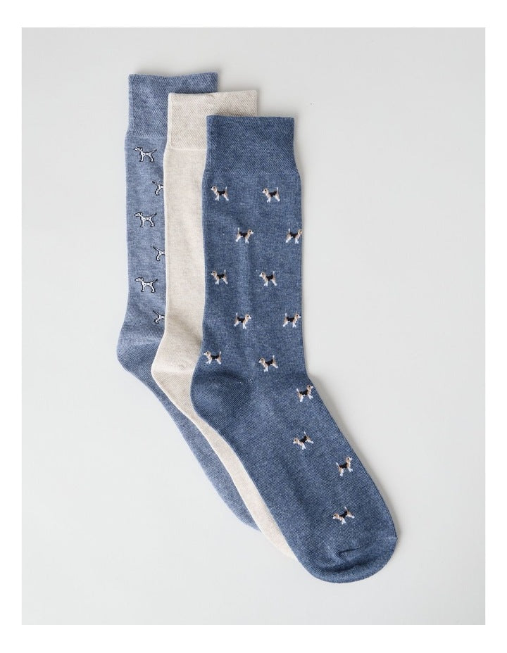3 Pack Dogs Soft Top Socks in Assorted