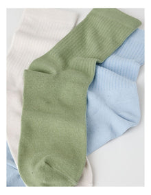 3 Pack Colour Crew Sport Socks in Birch, Gooseberry, and Sky
