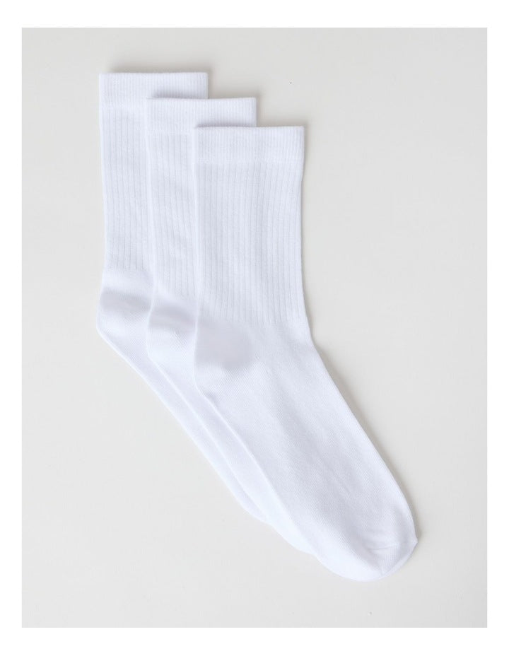 3 Pack Colour Crew Sport Socks in White