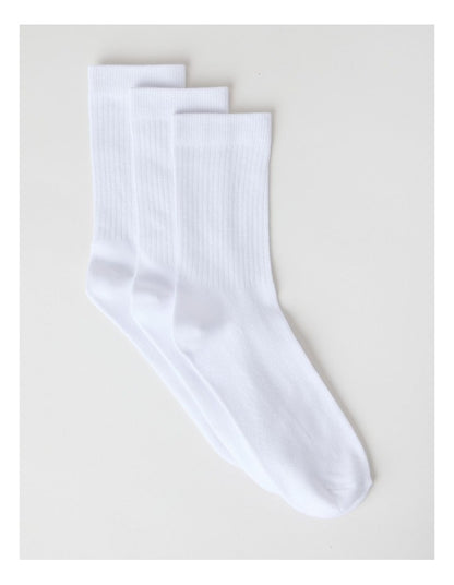 3 Pack Colour Crew Sport Socks in White