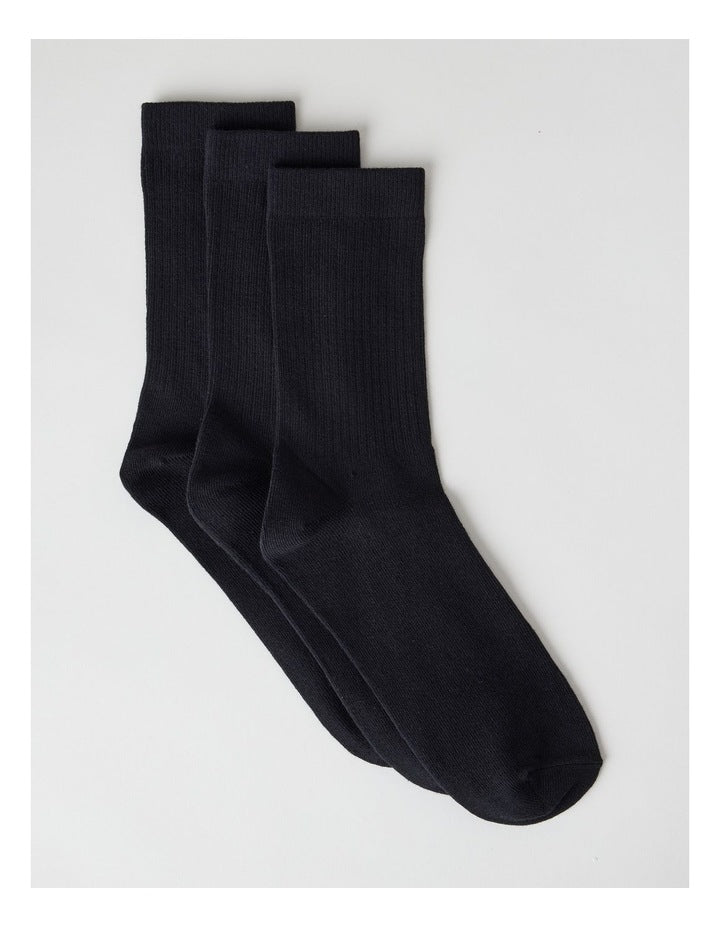 3 Pack Colour Crew Sport Socks in Black