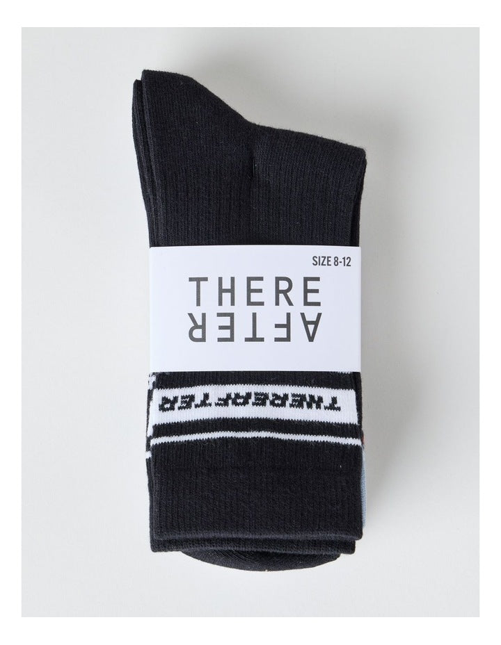 3 Pack Fashion Sports Crew Socks in Black, Ice, and White