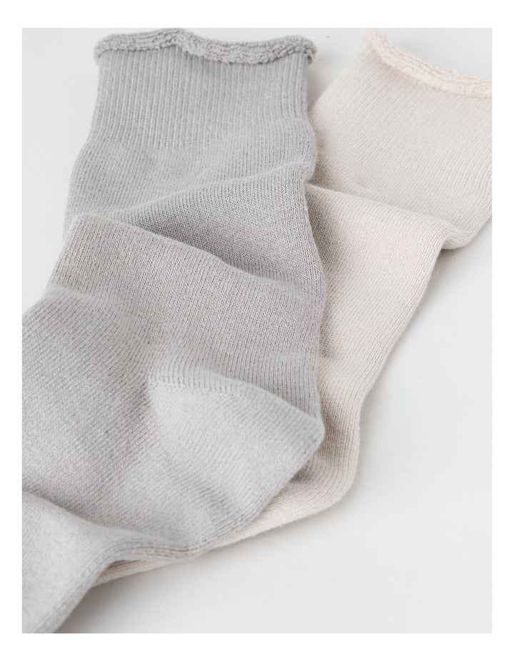2 Pack Cotton Terry Socks in Limestone and Birch