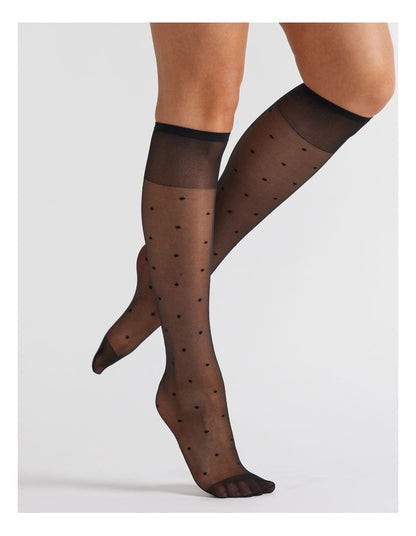 3 Pack Spot 15D Soft Comfort Top Band Knee Hi Socks in Multi