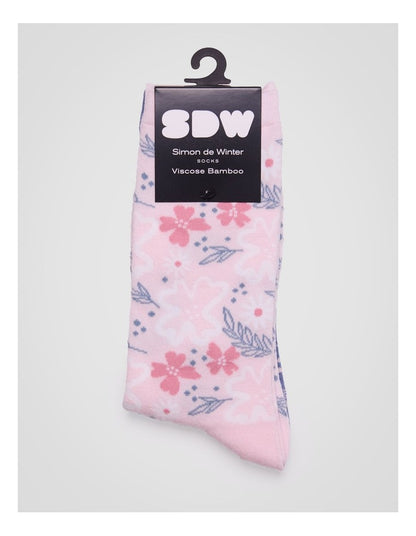 2 Pack Patterned Crew Socks in Pale Primrose and Light Dusk Blue