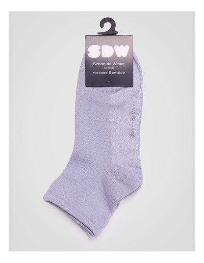 2 Pack Bamboo Metallic Quarter Crew Socks in Arctic Ice and Pale Primrose