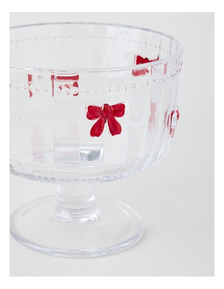 Embossed Bow Trifle Bowl in Red