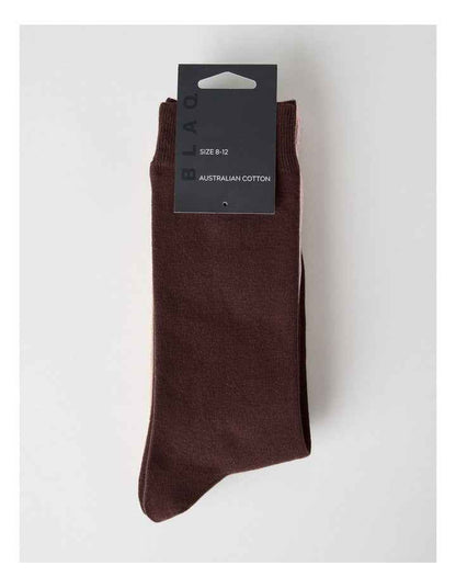 Australian Cotton Plain Socks 3 Pack in Walnut, Buff, and Antique