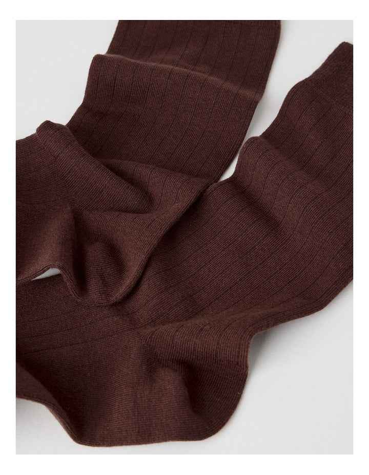 Australian Cotton Wide Rib Socks in Walnut