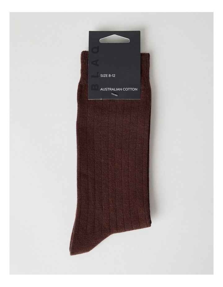 Australian Cotton Wide Rib Socks in Walnut