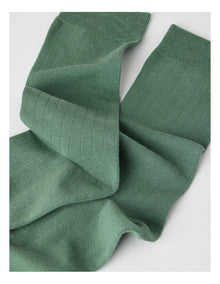 Australian Cotton Wide Rib Socks in Fir Green