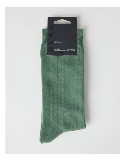 Australian Cotton Wide Rib Socks in Fir Green