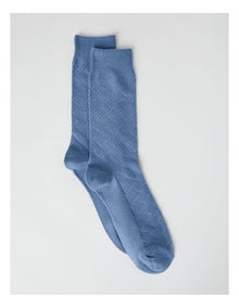 Australian Cotton Textured Socks in Dusk Blue