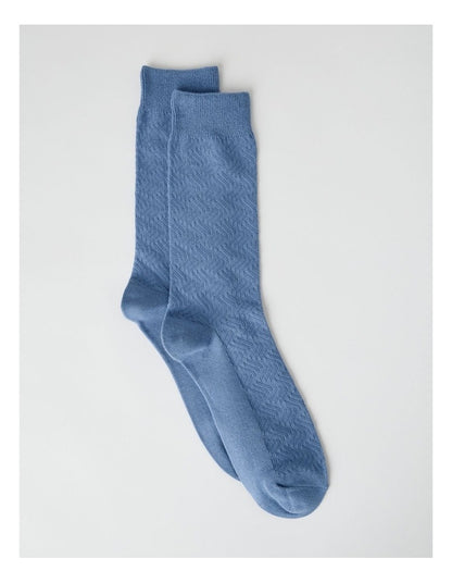 Australian Cotton Textured Socks in Dusk Blue
